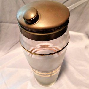 Vintage glass / frosted copper topped 10" cocktail shaker